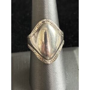 Estate Signed Sterling Silver Chased Ring Sz 8 NF 925